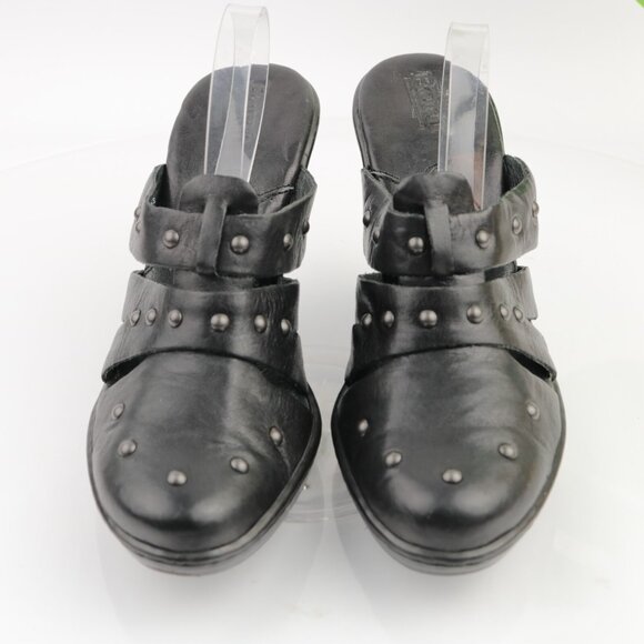 Born Womens Alterna Mules Size 8 Black Leather Block Heel Studded Shoe Cutouts - Picture 3 of 12